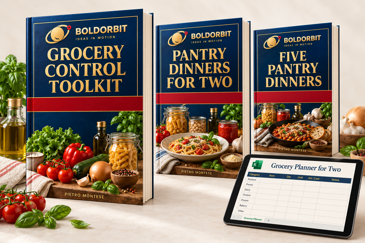 Grocery Control Toolkit, Pantry Dinners for Two, Five Pantry Dinners and the Grocery Planner bonus